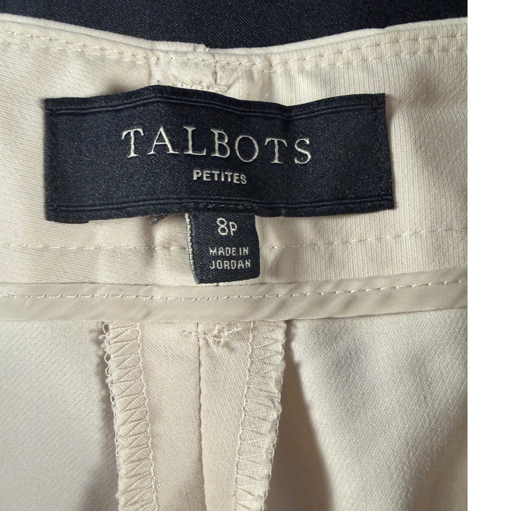 Talbots Heritage Wide Leg Dress Pants Womens 8P Off White Capsule Minimalist - Picture 5 of 7